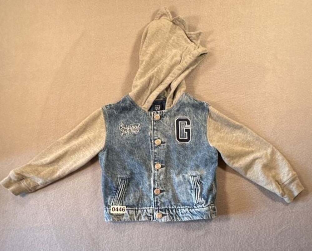 Baby Gap Dino Varsity Denim Hoodie Jacket